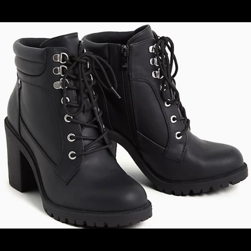Torrid faux leather lace up hiker boots size 6.5